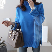 画像をギャラリービューアに読み込む, レディース アウトカット 配色 タートルネック♡ トップス セーター 秋冬新品