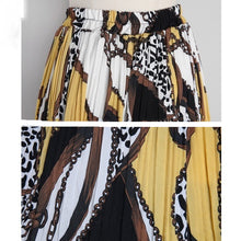 画像をギャラリービューアに読み込む, レオパード配色 シフォン プリーツ スカート ワンピース上下两点セット 秋冬新品