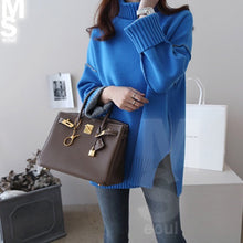 画像をギャラリービューアに読み込む, レディース アウトカット 配色 タートルネック♡ トップス セーター 秋冬新品