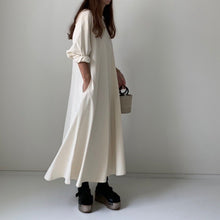 画像をギャラリービューアに読み込む, レディース ふんわりロングワンピース コットン100 ワンピース 秋冬新品 2色