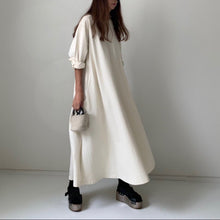 画像をギャラリービューアに読み込む, レディース ふんわりロングワンピース コットン100 ワンピース 秋冬新品 2色