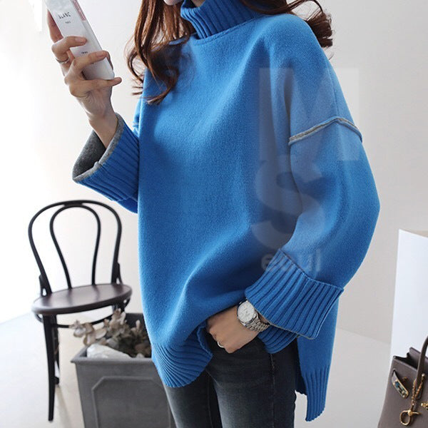 レディース アウトカット 配色 タートルネック♡ トップス セーター 秋冬新品