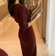 画像をギャラリービューアに読み込む, パーティードレス リボンベルト エレガント ワンピース レッド 秋冬新品
