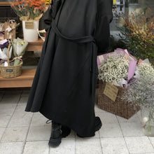画像をギャラリービューアに読み込む, ハンサムマキシ丈ウールローブコート ブラック