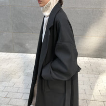 画像をギャラリービューアに読み込む, ハンサムマキシ丈ウールローブコート ブラック