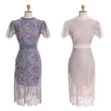 画像をギャラリービューアに読み込む, パーティードレス レースワンピース 上品 エレガント 結婚式 ワンピース 2色