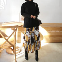 画像をギャラリービューアに読み込む, レオパード配色 シフォン プリーツ スカート ワンピース上下两点セット 秋冬新品