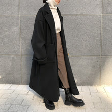 画像をギャラリービューアに読み込む, ハンサムマキシ丈ウールローブコート ブラック
