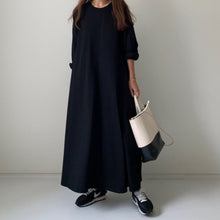 画像をギャラリービューアに読み込む, レディース ふんわりロングワンピース コットン100 ワンピース 秋冬新品 2色