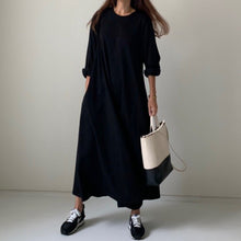画像をギャラリービューアに読み込む, レディース ふんわりロングワンピース コットン100 ワンピース 秋冬新品 2色