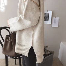 画像をギャラリービューアに読み込む, レディース アウトカット 配色 タートルネック♡ トップス セーター 秋冬新品