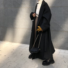 画像をギャラリービューアに読み込む, ハンサムマキシ丈ウールローブコート ブラック