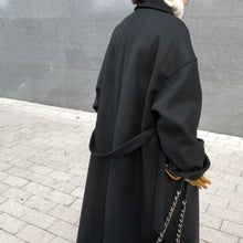 画像をギャラリービューアに読み込む, ハンサムマキシ丈ウールローブコート ブラック